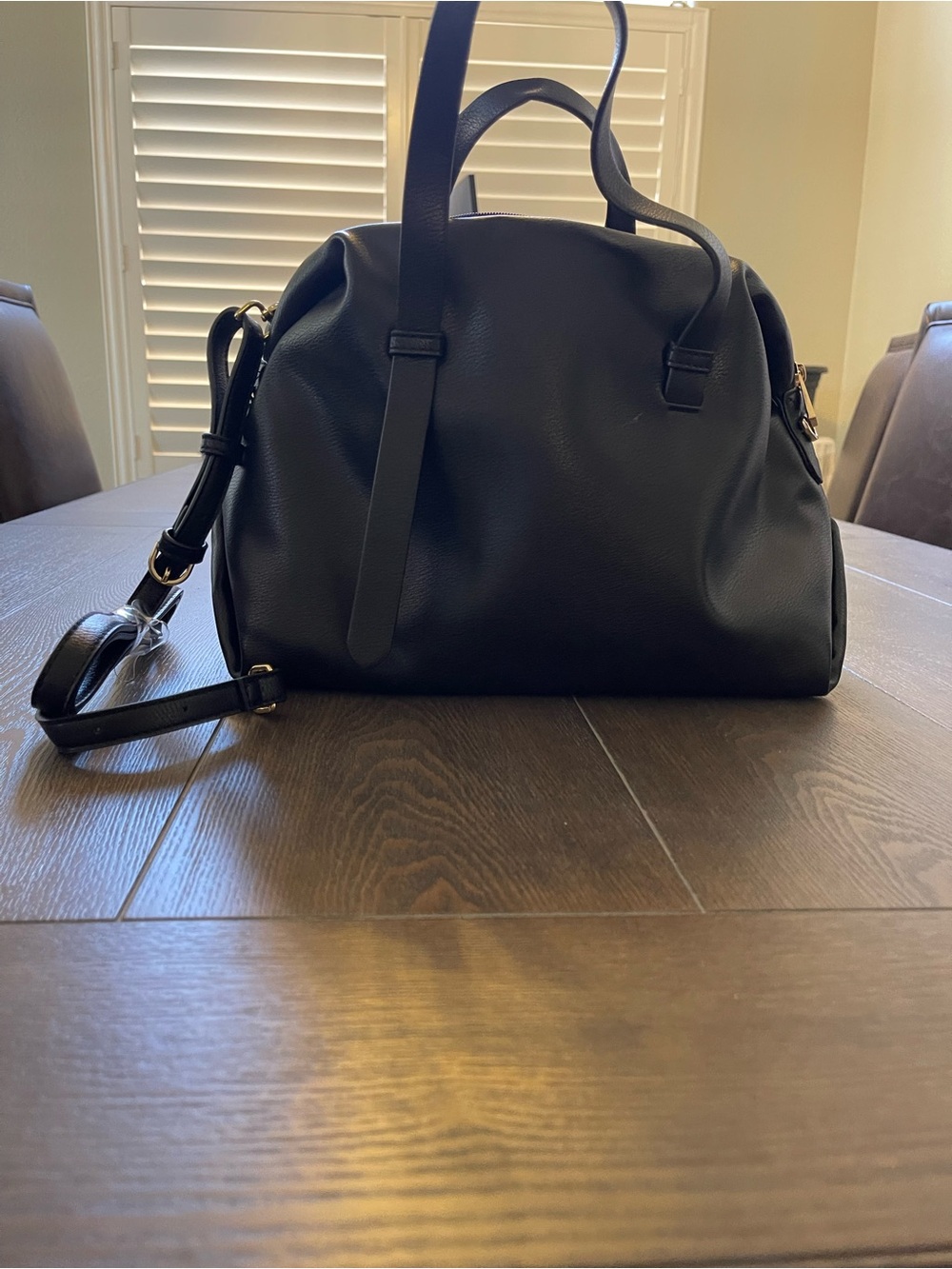 Classic Black Faux Leather Handbag